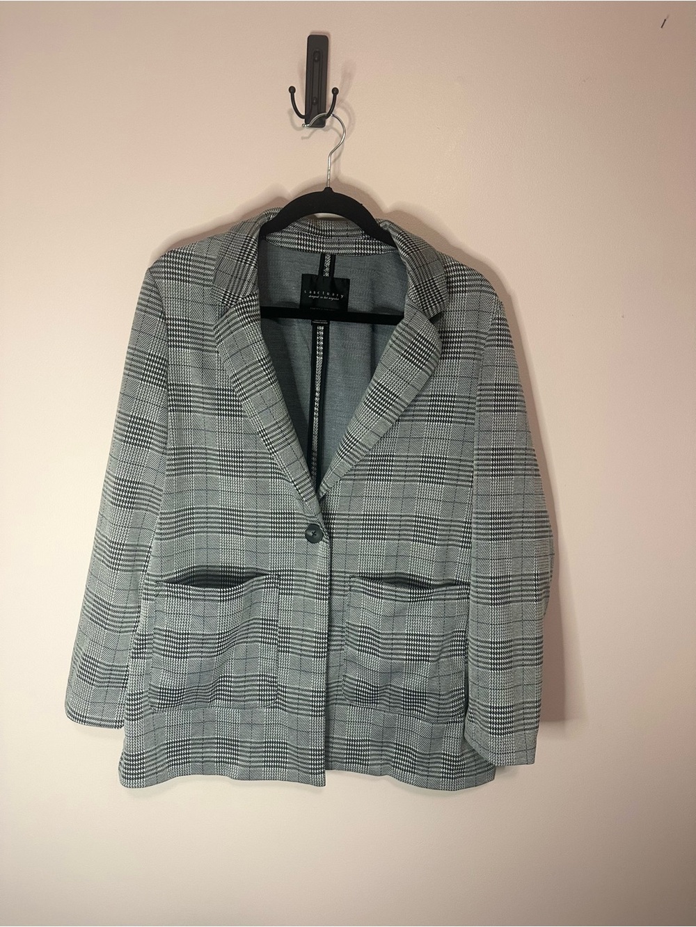 Sanctuary Gray Plaid Single-Button Blazer